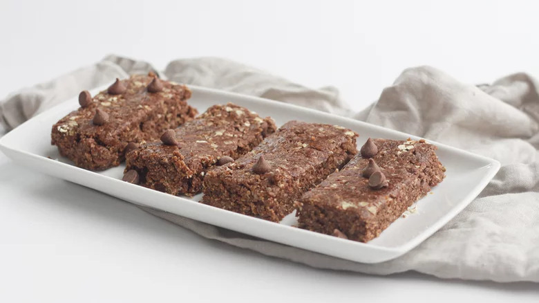A plate of chocolate oat bars