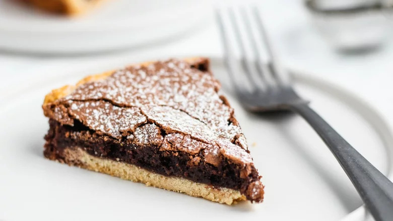 A slice of chocolate pie