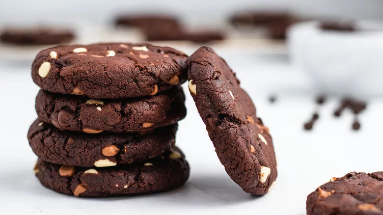 A stack of chocolate chip cookies