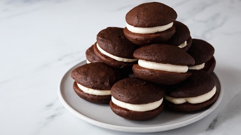 A tower of Whoopie Pies on a plate