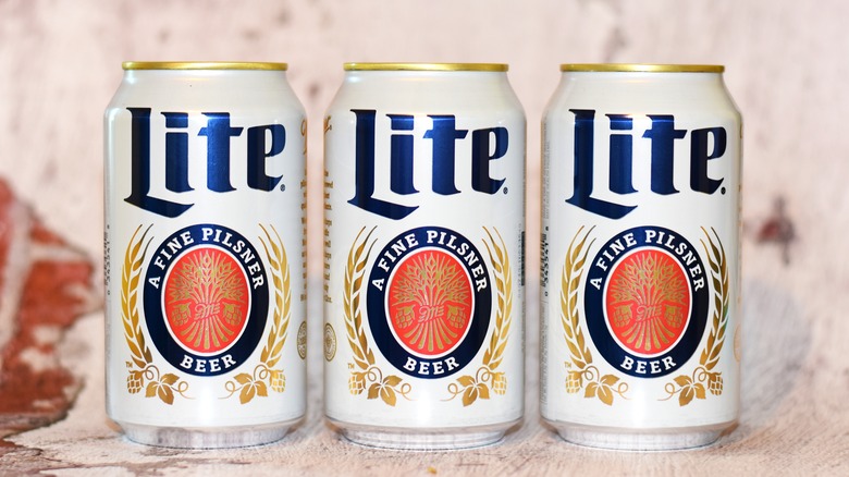 Miller Lite cans lined up