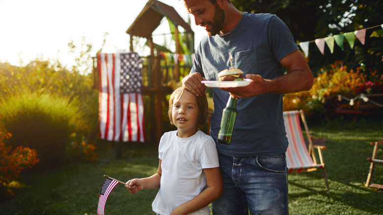 American family backyard burger scene