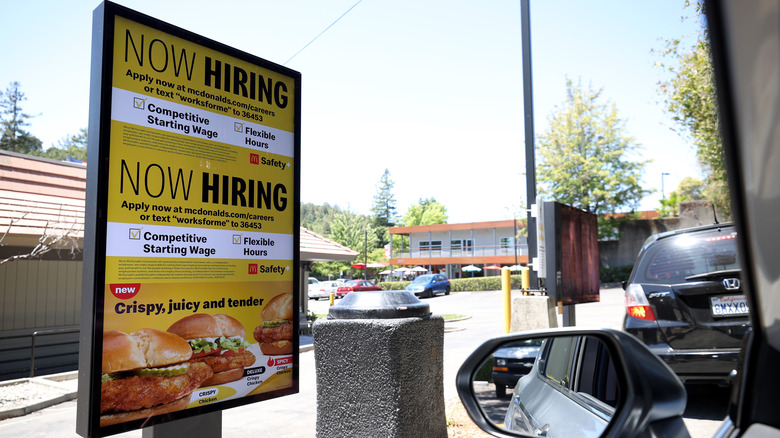 A McDonald's hiring sign