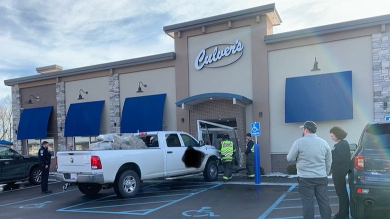 White truck crashed into Culver's