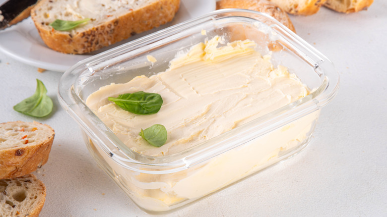 Glass container of homemade vegan butter