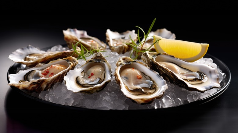 Oysters on a plate.