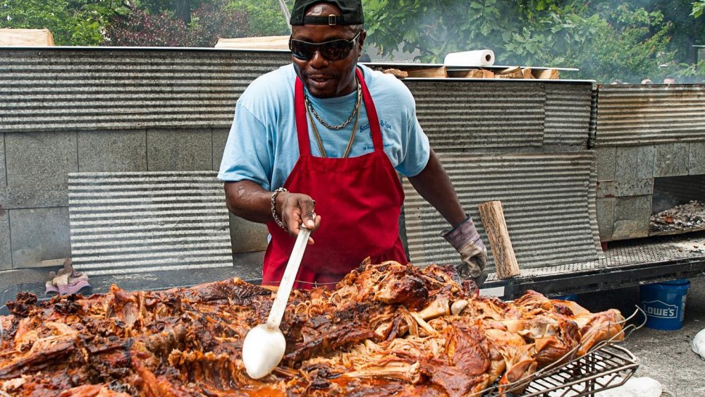 Rodney Scott cooking whole hog