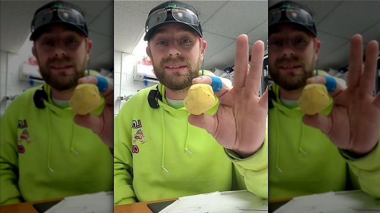 Frito-Lay worker showing masa ball