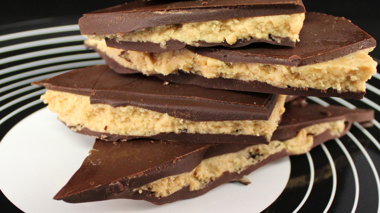 chocolate bark filled with cookie dough