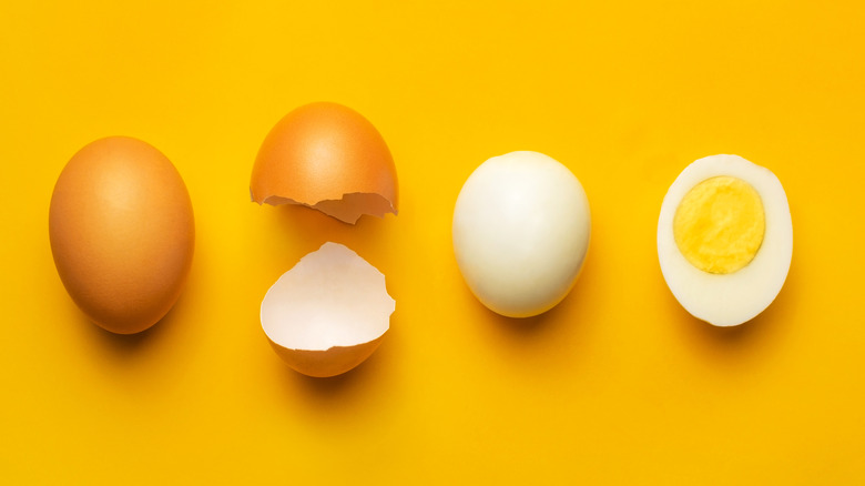 boiled eggs and brown shells