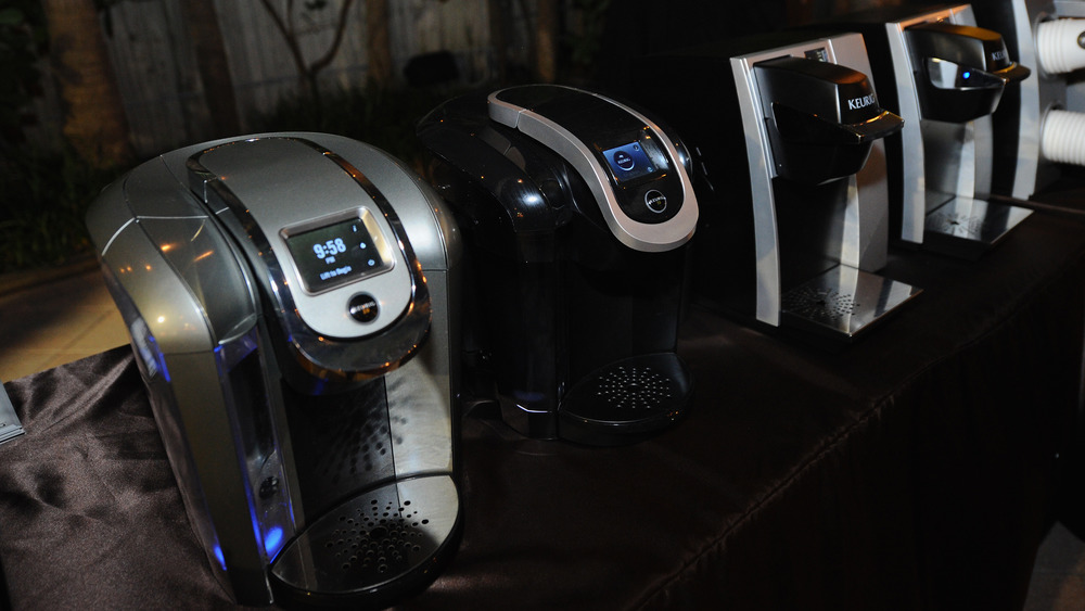 Keurig coffee makers in a line