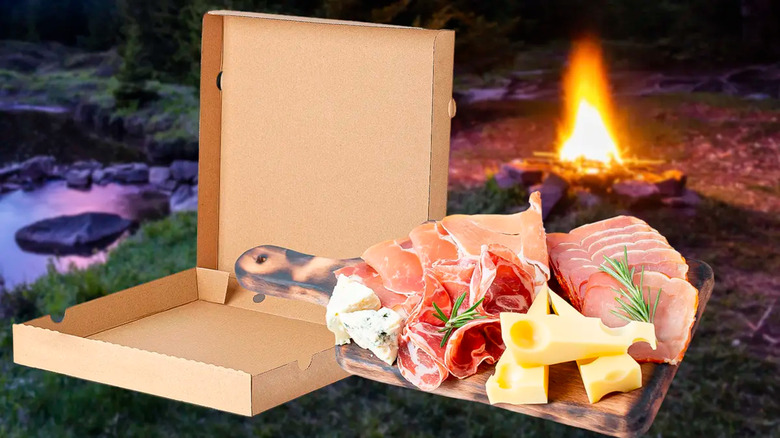 Pizza box with charcuterie board