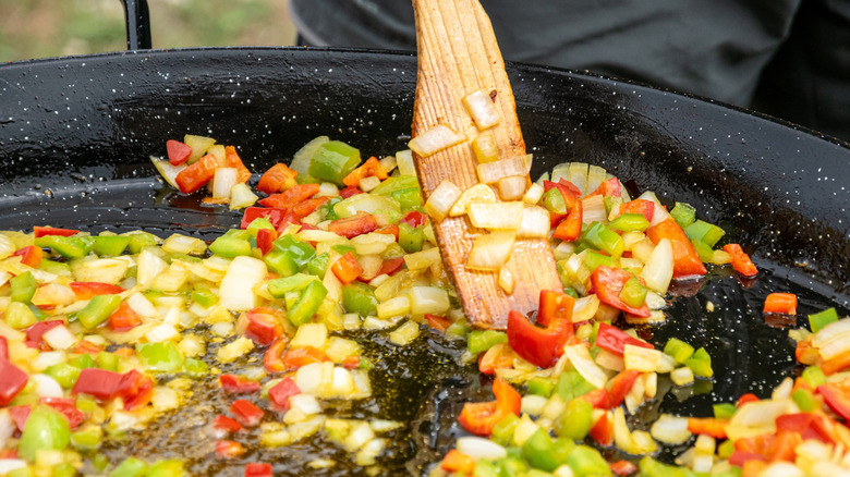 cooking sofrito for paella