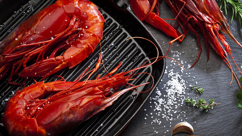 scarlet prawns on grill