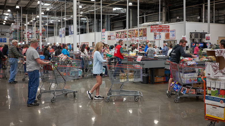 Costco shoppers in the store