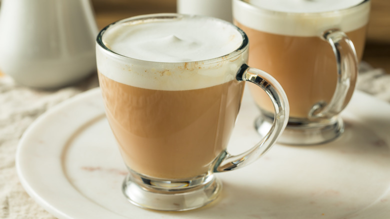 latte in clear mug