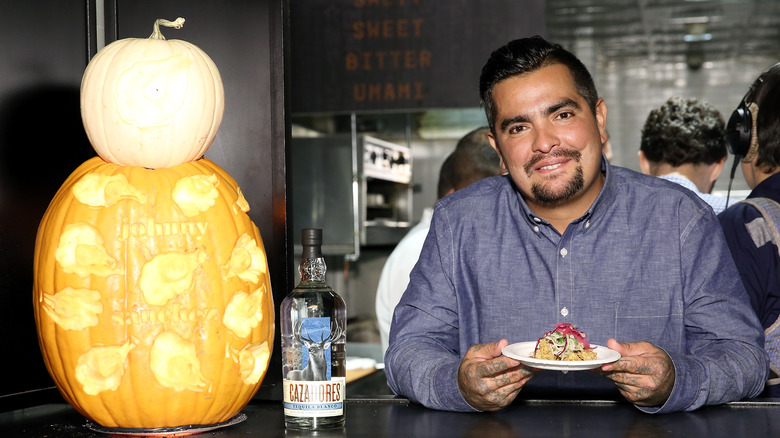 Aaron Sanchez with pumpkin