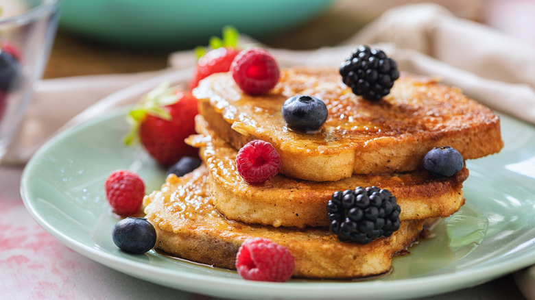 Plate with French toast and berries