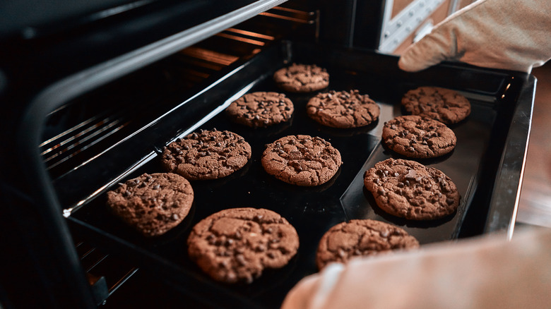 batch of cookies on a baking sheet