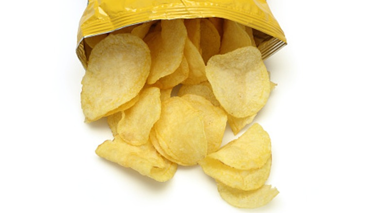 Bag with chips spilling out 