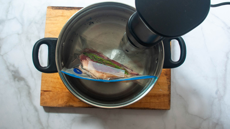 steak in sous vide bag