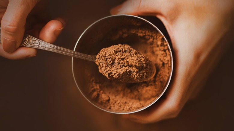 spoonful of cocoa powder