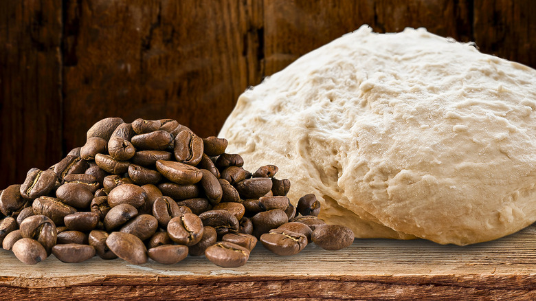 Coffee beans with bread dough