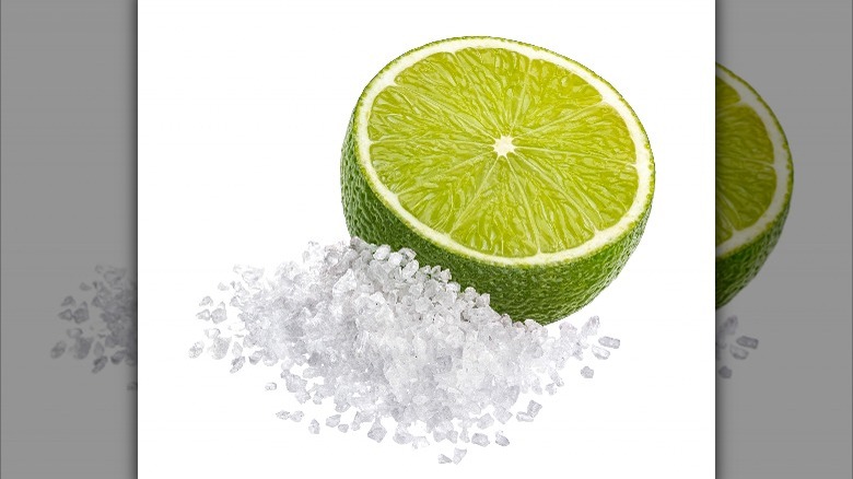 Lime half with salt pile