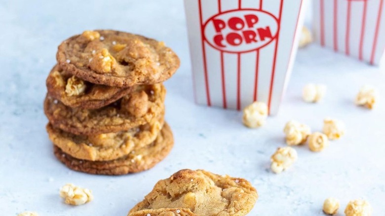 popcorn cookies stacked