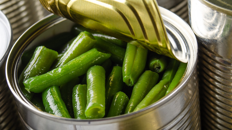 Open can of green beans