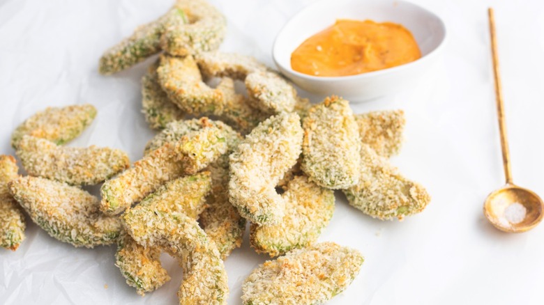 Air fryer avocado fries on a plate