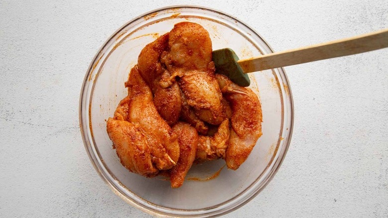 coated chicken in bowl