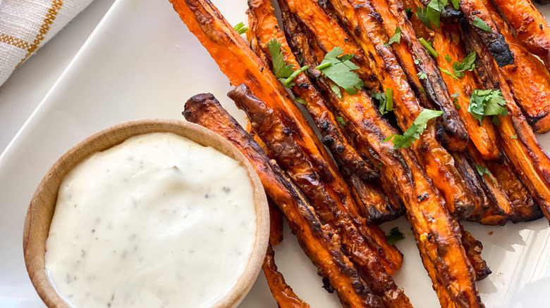 Air Fryer Carrot Fries Recipe on a plate