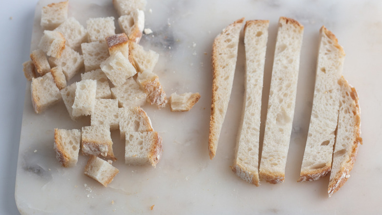 sourdough bread slices and cubes