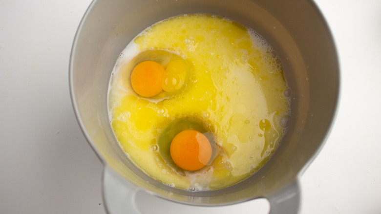 eggs and milk in bowl