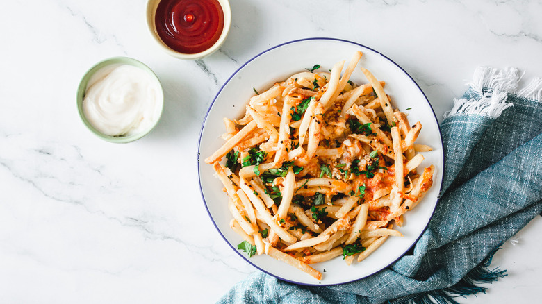 garlic Parmesan fries on plate