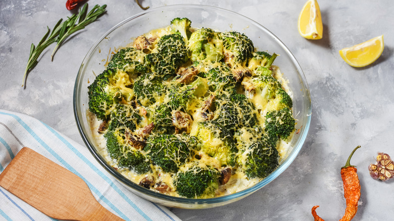 bowl of broccoli casserole