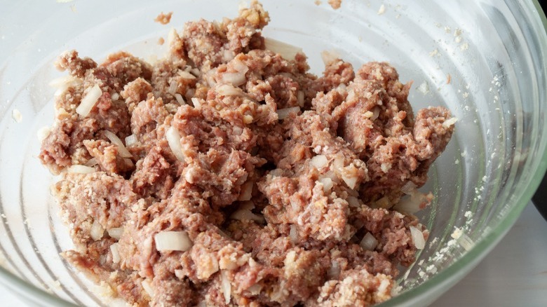 raw meatloaf mixture in bowl