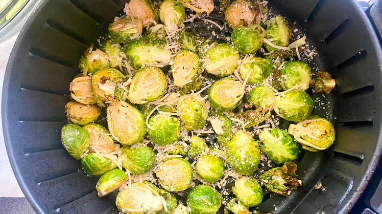 Brussels sprouts sprinkled with Parmesan