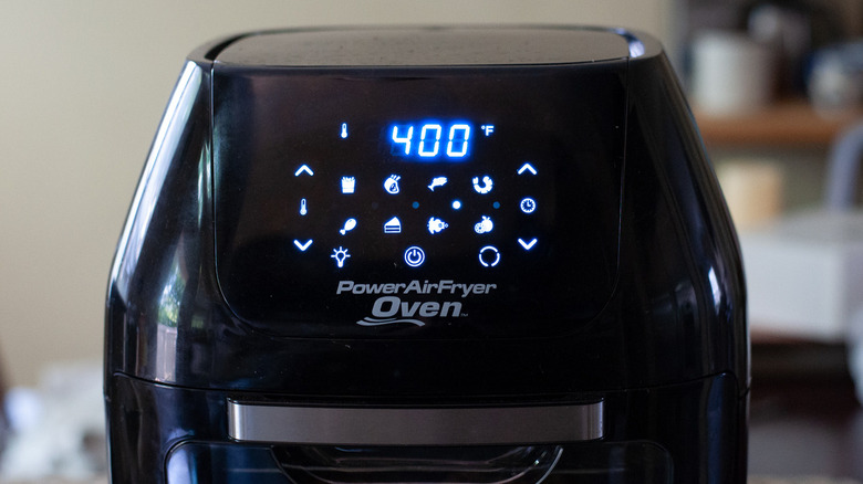 An air fryer set to 400 F