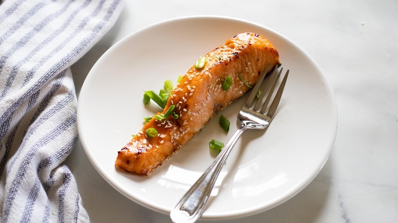 teriyaki salmon on plate