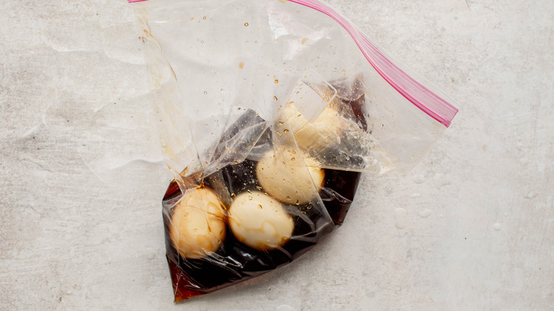 eggs marinating in a bag