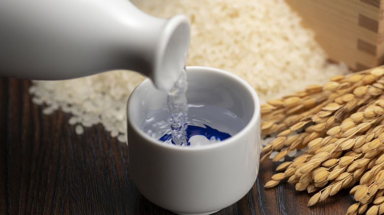 Sake poured into cup