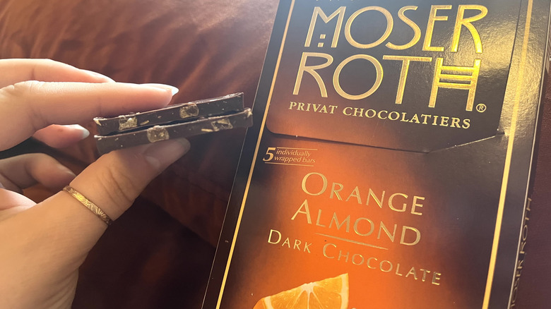 Moser Roth chocolate bar halved