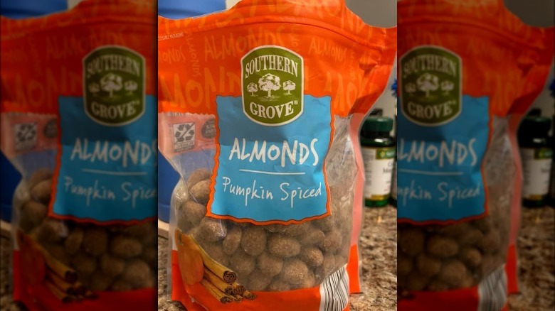 Package of Aldi pumpkin-spiced almonds