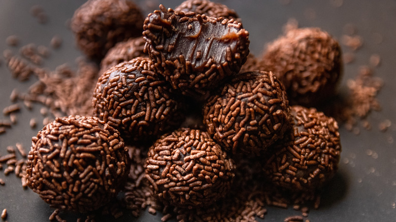 Chocolate truffles with brown sprinkles