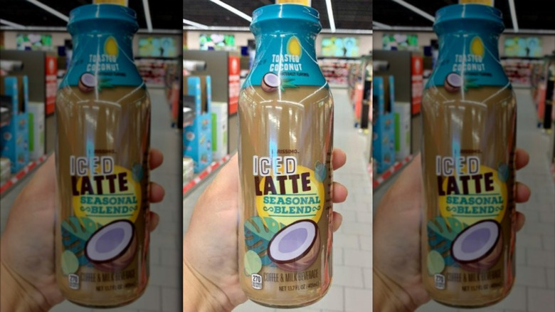 Bottle of Aldi's Barissimo iced latte blend toasted coconut