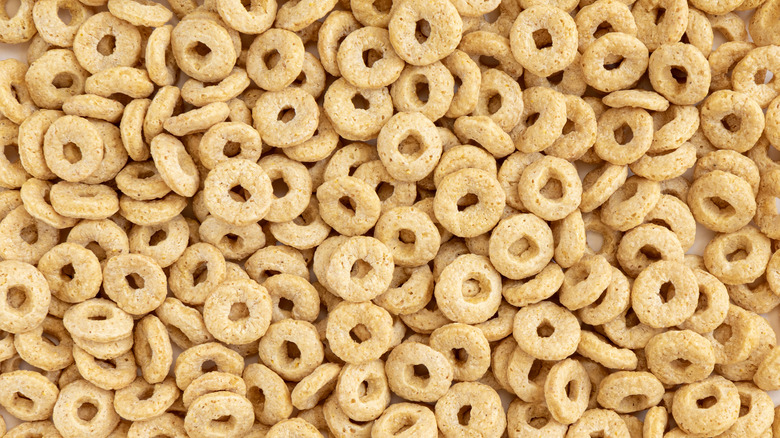 Cheerios stacked on each other