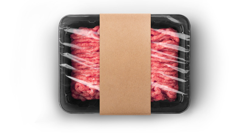 Package of raw ground beef