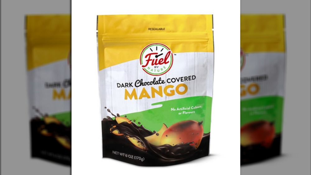 Fuel by Nature dark chocolate-covered dried mangos